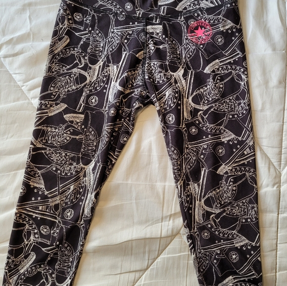 🖤Converse Capri Leggings- Blk/Wht Chuck Taylor pattern, Hot pink Logo💗 *Large* - Picture 13 of 15